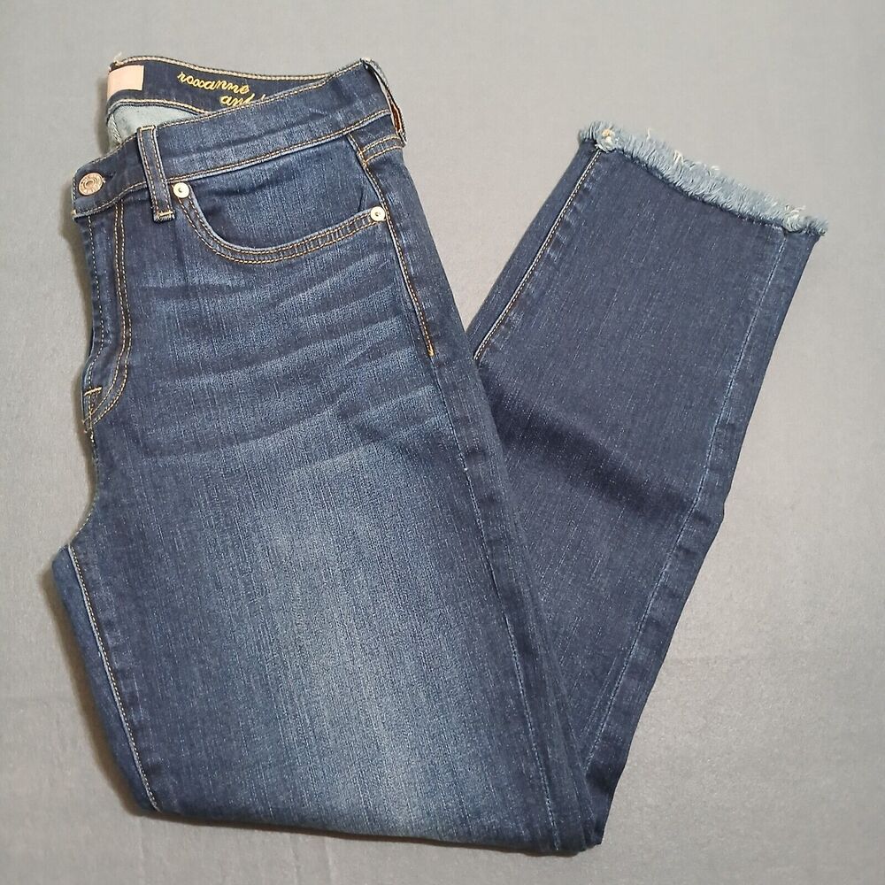7 For all Mankind B(air) Authentic Women 31 Roxanne Ankle Jean Dark Wash Raw Hem